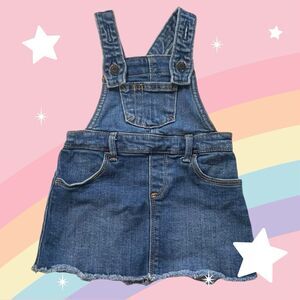 Old Navy Medium Wash Denim Overall Raw Hem Dress Size 12-18 Months